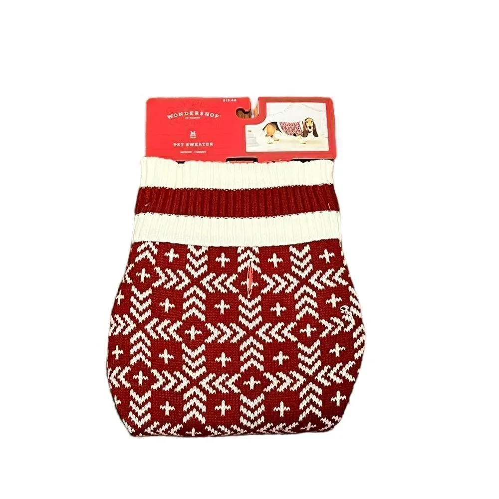 ‎Wondershop Red and White Pet Sweater, Size M, NWT